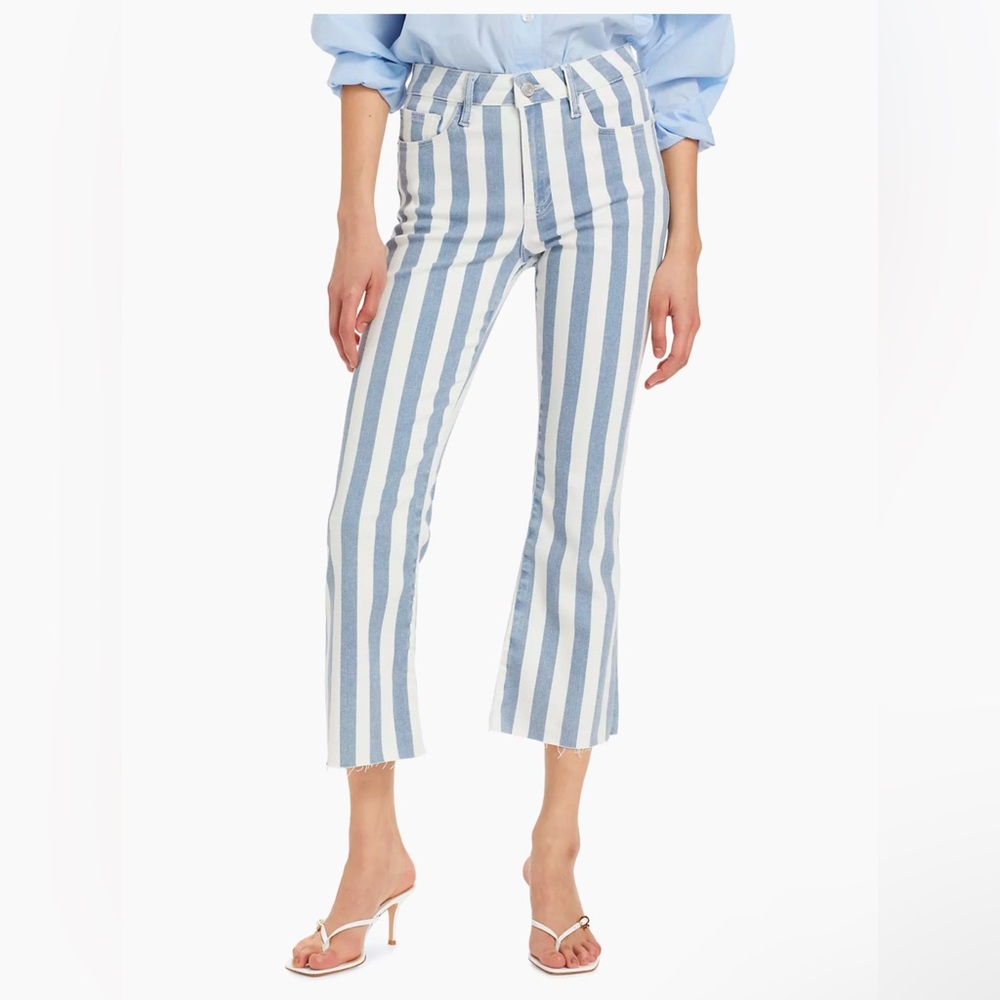 FRAME Le Crop Striped High-Rise Cropped Boot-Cut Jeans - Stripe Size 26 - NWoT